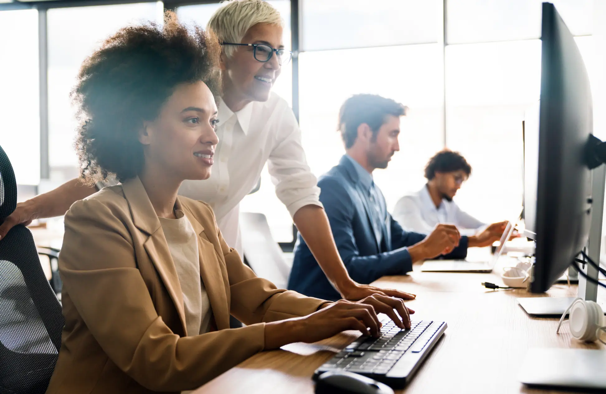 Group of business people working together