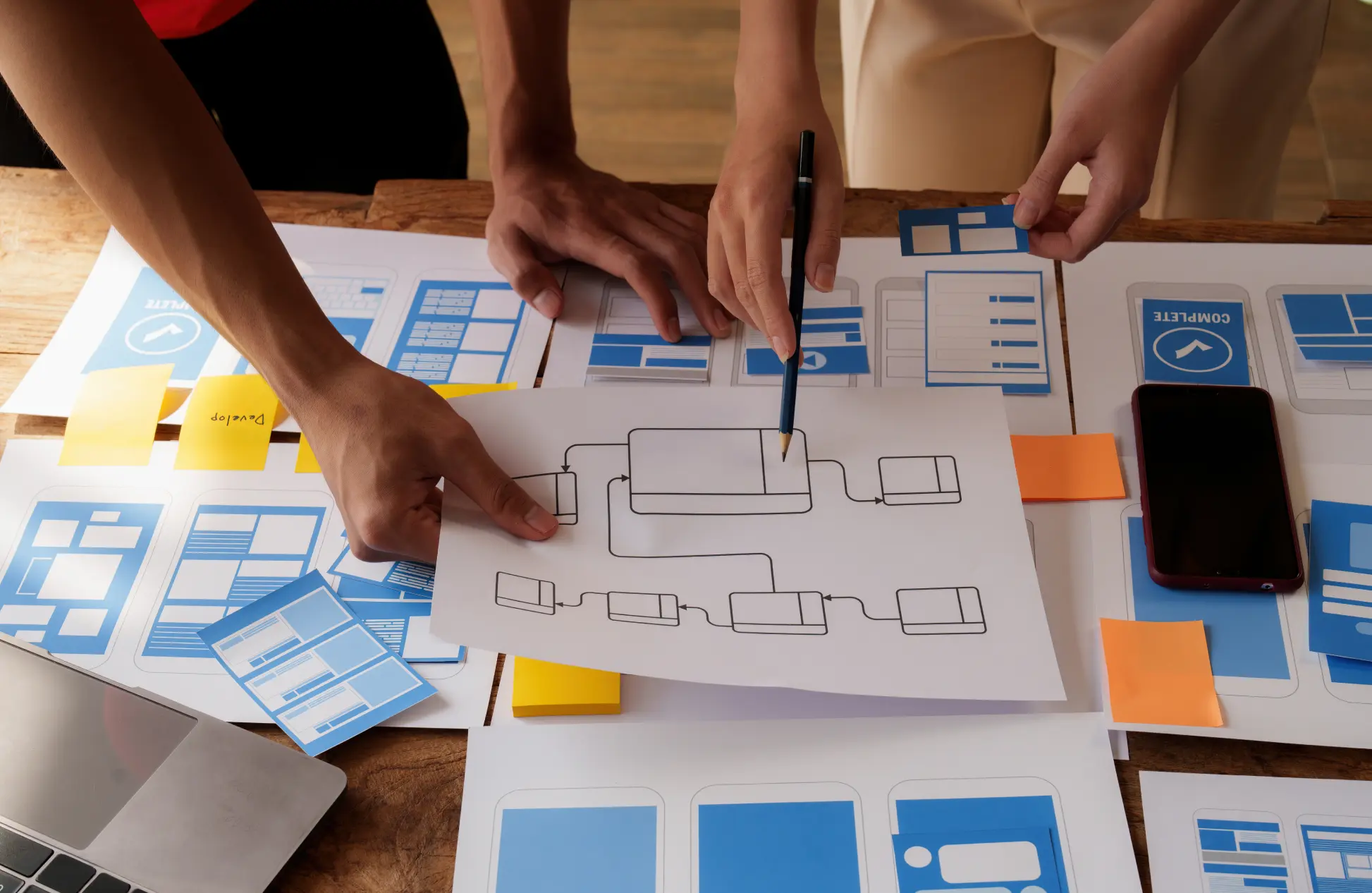 Group of ux developer and ui designer brainstorming