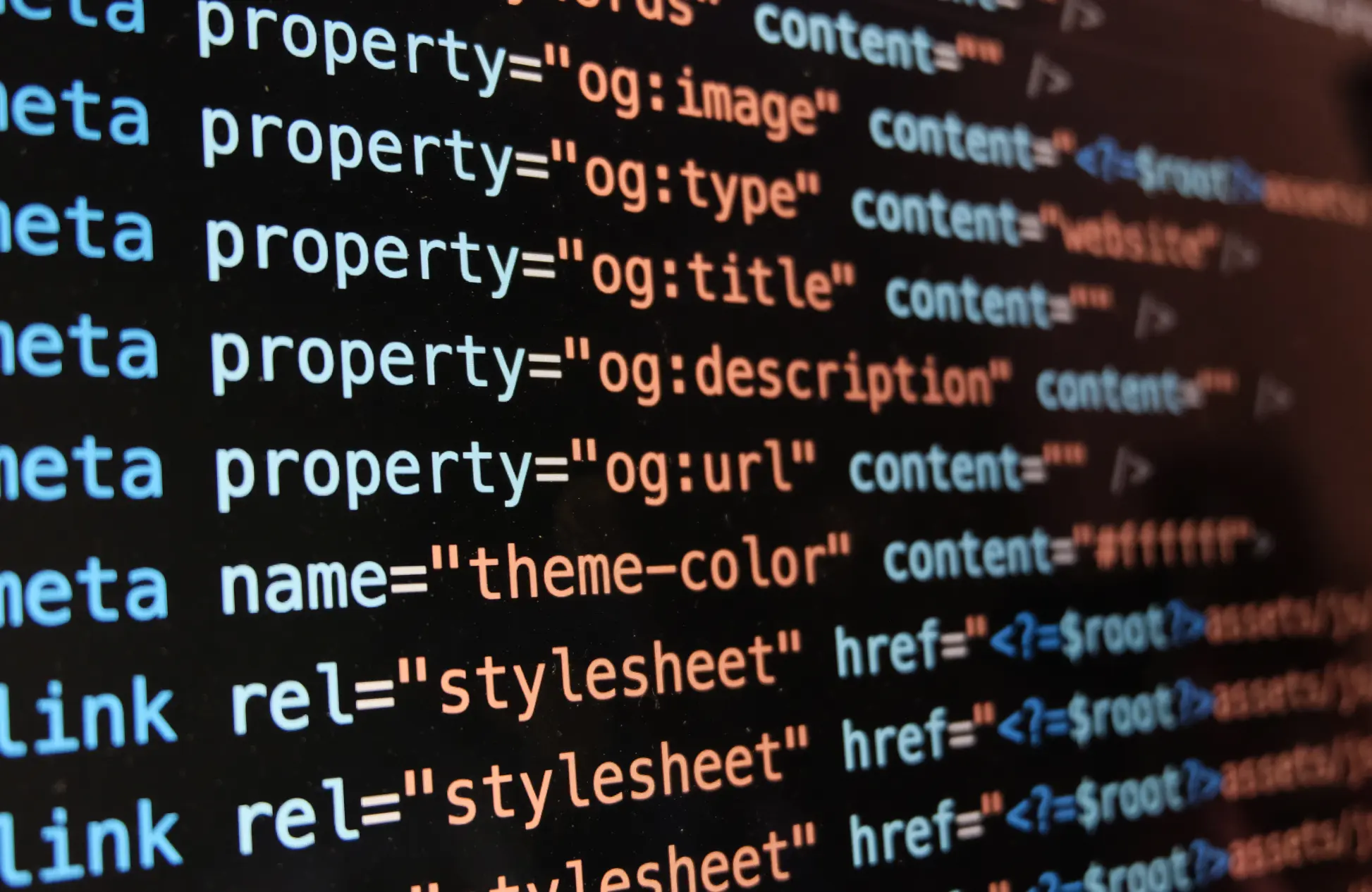 Screen of web developing code