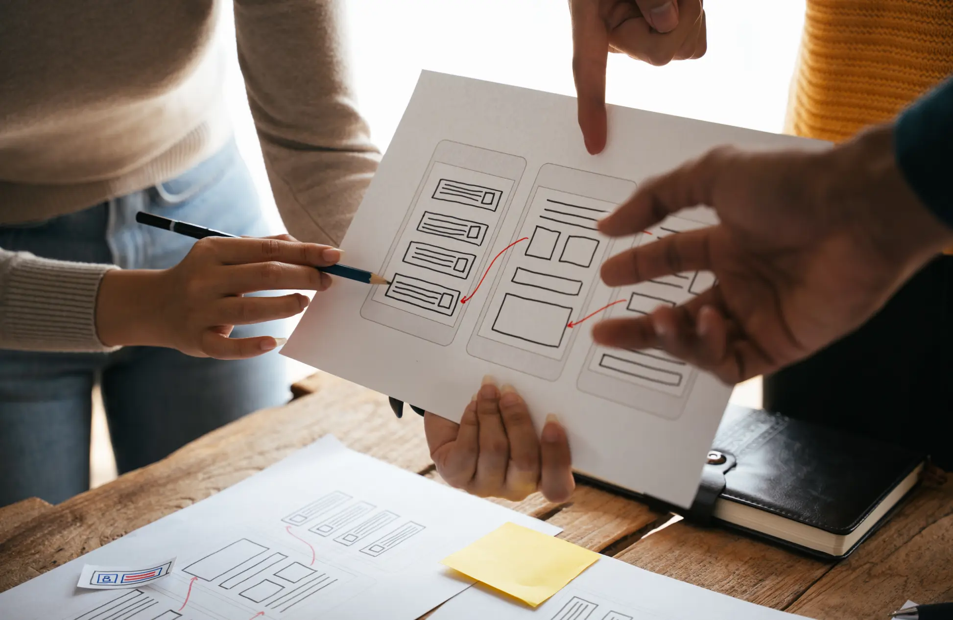 Ux graphic designer creative sketch planning